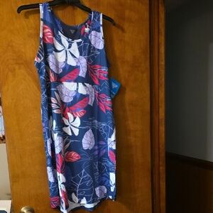 Columbia Women's Mini Dress - Blue and Red Leaf Print
